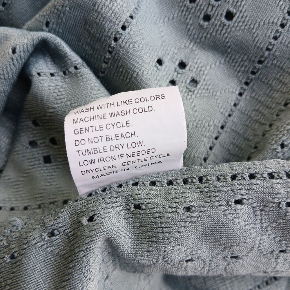 Sage Green Eyelet Tank Top XL V-neck lacy jacquard round hemline semi sheer - Picture 8 of 11